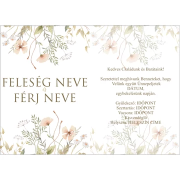Esküvői meghívó - Virágos