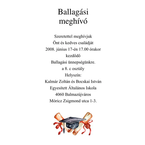 Ballagási meghívó