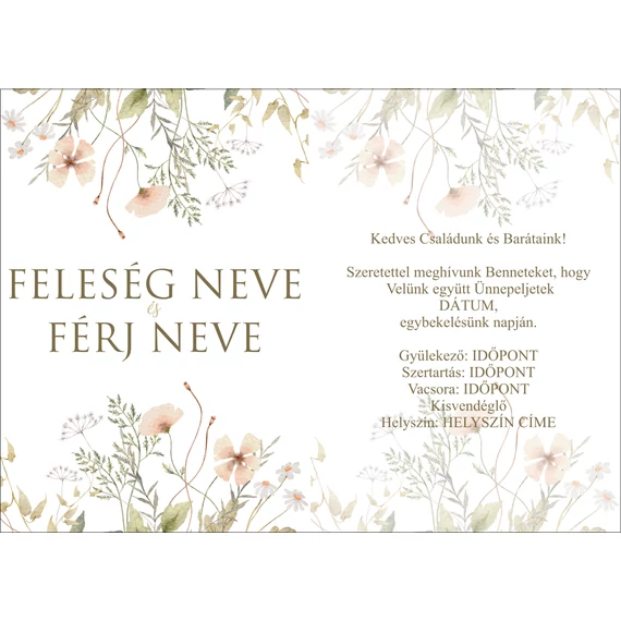 Esküvői meghívó - Virágos